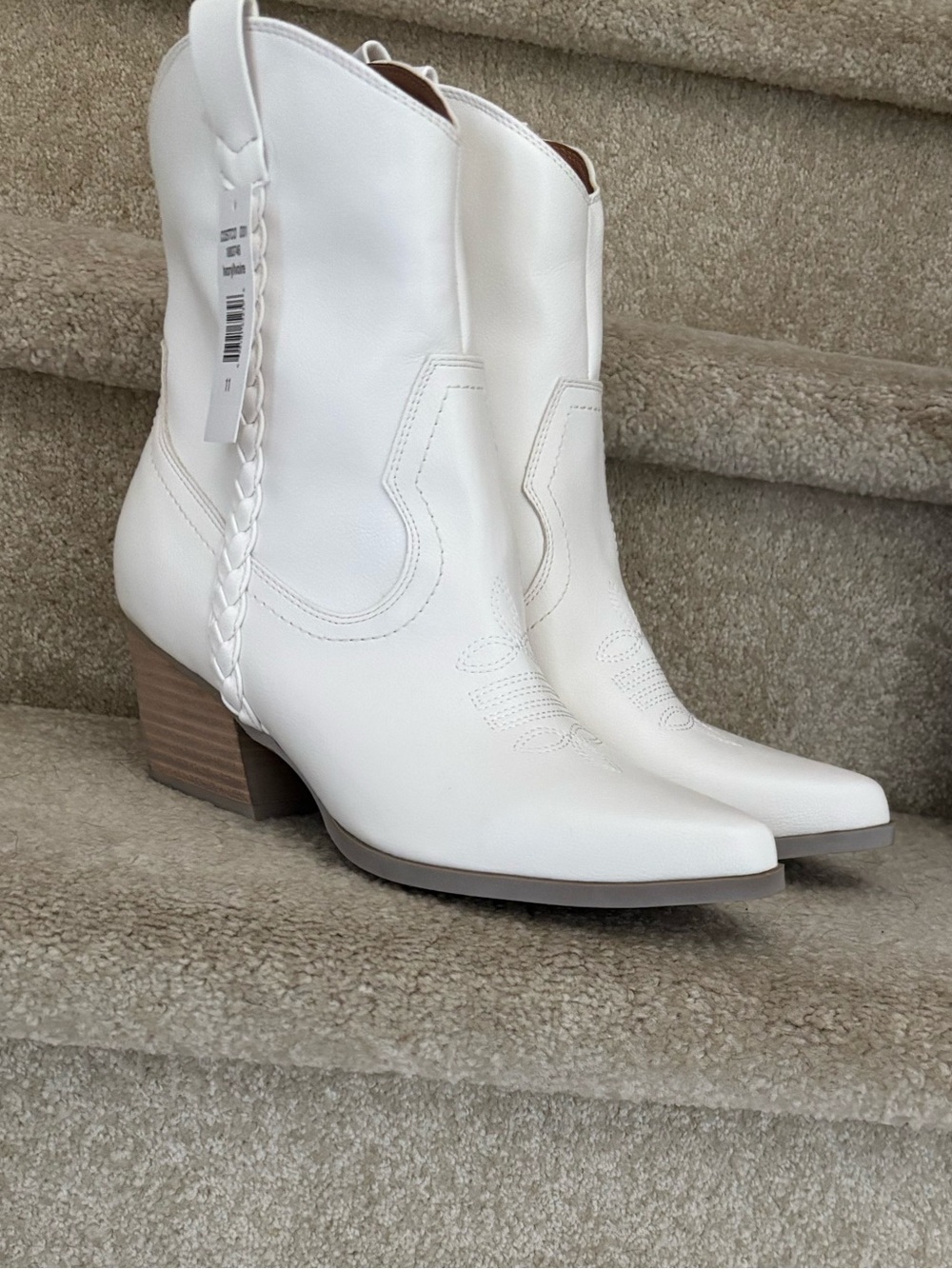 Dolce Vita White Braided Western Ankle Booties